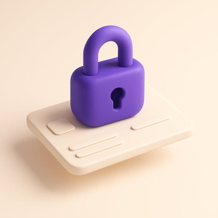 Illustration of a padlock resting on a bank card